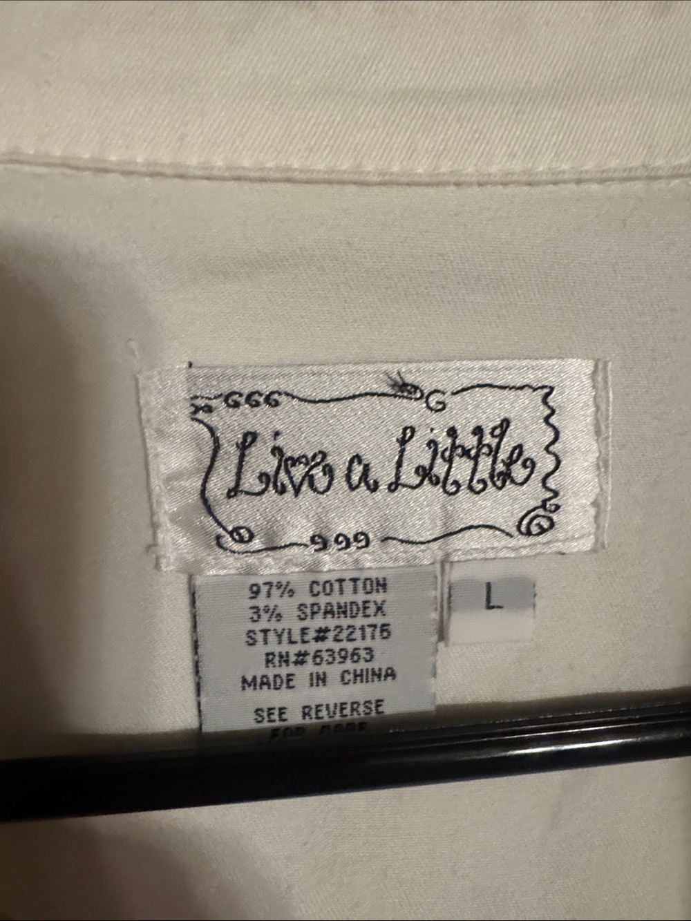 Live a Little White Button-Front Shirt with Metal Buttons - Picture 2 of 7